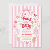 Four Ever Jolly Christmas Bow 4th Birthday Kaart (Voorkant)