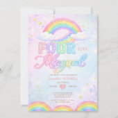 FOUR EVER Magical Rainbow 4th birthday invitation (Devant)