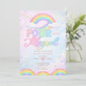 FOUR EVER Magical Rainbow 4th birthday invitation (Debout devant)