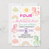 Four Ever Magique Unicorne 4e Invitation anniversa (Devant)