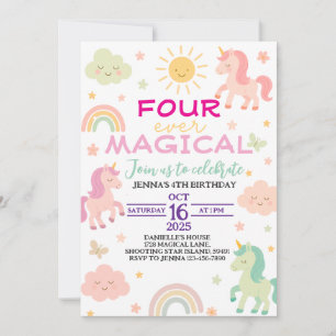 Four Ever Magique Unicorne 4e Invitation anniversa