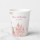 Four Ever Princess Castle Unicorn 4th Birthday Papieren Bekers (Voorkant)