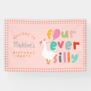 Four Ever Silly Goose 4de verjaardag meisjes welko Spandoek