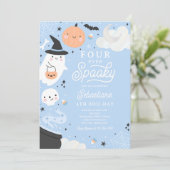 Four Ever Spooky Halloween Ghost 4th Verjaardag Kaart (Staand voorkant)