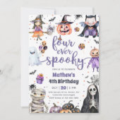 Four Ever Spooky Halloween Ghost 4th Verjaardag Kaart (Voorkant)