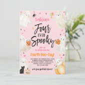 Four Ever Spooky Halloween Meisje 4e Verjaardagsfe Kaart (Staand voorkant)