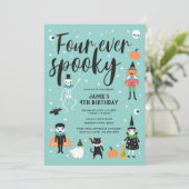 Four Ever Spooky Halloween Uitnodiging (Staand voorkant)
