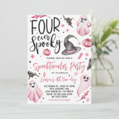 Four Ever Spooky Halloween Verjaardag Kaart (Staand voorkant)