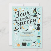 Four Ever Spooky Halloween Verjaardagsuitnodiging Kaart (Voorkant)