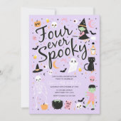 Four Ever Spooky Halloween Verjaardagsuitnodiging Kaart (Voorkant)