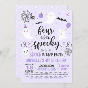 Four Ever Spooky Invitation - Meisje (Paarse) Kaart