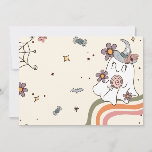 Four Ever Spooky Retro Ghost Halloween Verjaardag Kaart (Achterkant)