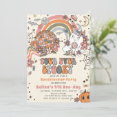 Four Ever Spooky Retro Ghost Halloween Verjaardag Kaart (Staand voorkant)