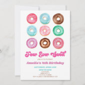Four Ever Sweet Donut Strooit 4e verjaardagsfeestj Kaart (Voorkant)