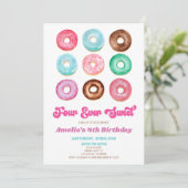 Four Ever Sweet Donut Strooit 4e verjaardagsfeestj Kaart (Staand voorkant)