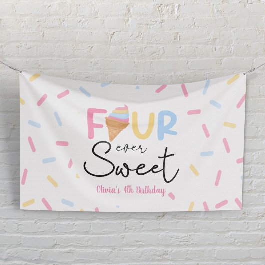 Four Ever Sweet Ice Cream 4e Verjaardagsfeest Spandoek