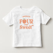 Four Ever Sweet Peach Fruit 4e Verjaardagsfeestje Kinder Shirts (Voorkant)