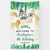 Four Ever Wild Boys 4th Birthday Party Welcome Spandoek (Verticaal)