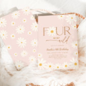 FOUR ever Wild Daisy Floral 4th Birthday Kaart