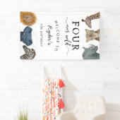 Four Ever Wild Safari Theme Boy's 4e verjaardag Spandoek (Insitu)