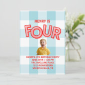 FOUR fourth birthday invitation for boys (Debout devant)