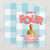 FOUR fourth birthday invitation for boys (Devant / Derrière)