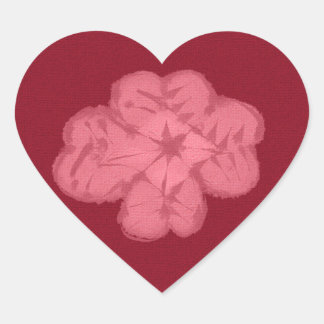 Four-Leaf Clover Design Red Hart Sticker
