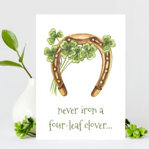 Four Leaf Clover Funny Irish St Patricks Day Kaart