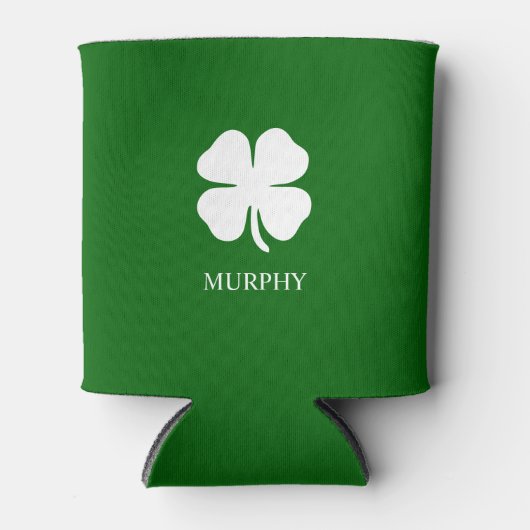 Four Leaf Clover Green Iers gepersonaliseerd bier Blikjeskoeler (Voorkant)