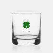 Four Leaf Clover Green Shamrock Iers Whisky Glas (Achterkant)