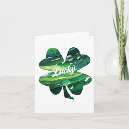 Four Leaf Clover Lucky Watercolor Shamrock Graphic Kaart