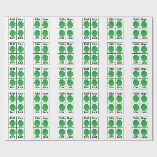 Four Leaf Clover St Patricks Day Four Leaf Clover Cadeaupapier (Vlak)