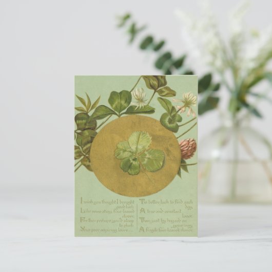 Four Leaf Clover St Patrick's Day Kaart (Staand voorkant)