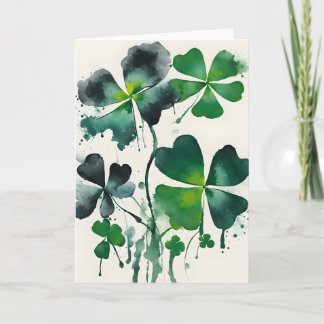 Four-leaf clover - Watercolor flowers Kaart