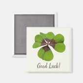 Four Leaf Lucky Clover St Patricks Day Succes Magneet (Voorkant / Achterkant)