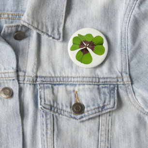 Four Leaf Lucky Clover St Patricks Day Succes Ronde Button 5,7 Cm