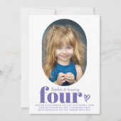 Four Modern Minimal Photo 4th Birthday Invitation (Devant)