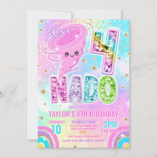 Four Nado Rainbow Glitter 4de verjaardagsfeestje Kaart