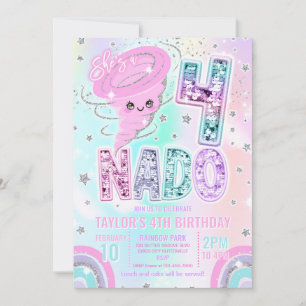 Four Nado Regenboog Glitter 4e Verjaardagsfeestje Kaart