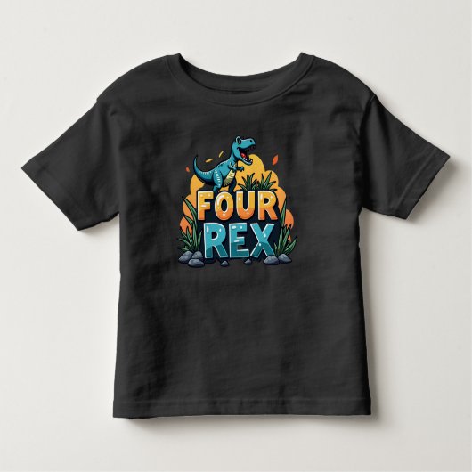 Four Rex: De Dino manier om vier te vieren! Kinder Shirts (Voorkant)