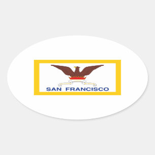 FOUR San Francisco Flag Ovale Sticker