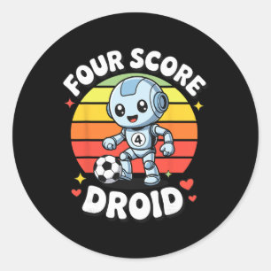 Four Score Droid Schattige Voetbal Robot Ronde Sticker