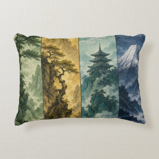 Four Seasons Mountain | Japans Inkt Landschap Accent Kussen