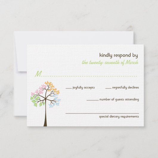 Four Seasons Trees Nature Forest Wedding Carte RSV (Devant)