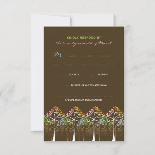 Four Seasons Trees Nature Forest Wedding Carte RSV (Devant)
