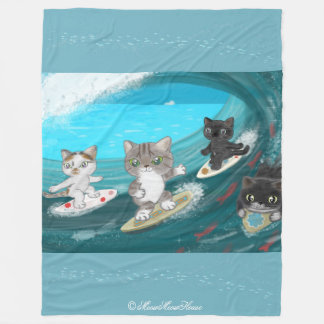 Four Surfing Cats in Izu Fleece Deken