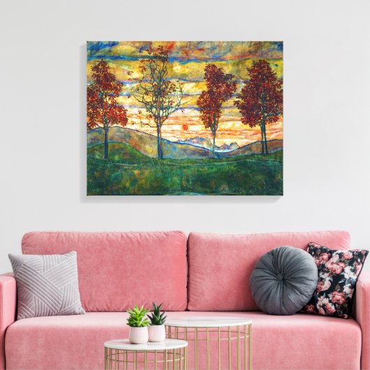 Four Trees | Egon Schiele | Canvas Afdruk (Insitu (Woonkamer))