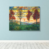 Four Trees | Egon Schiele | Canvas Afdruk (Insitu (Houten vloer))