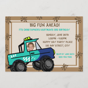 Four Wheel Fun Truck Verjaardag Kaart