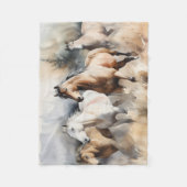 "Four Wild Mustangs" Stoffige Westerne aquarel Fleece Deken (Voorkant)